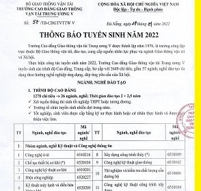 Thông báo tuyển sinh 2022