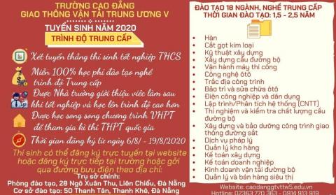 Thông tin Tuyển sinh trình độ Trung cấp năm 2020